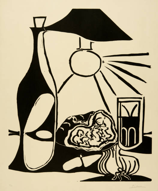 Pablo Picasso  : Nature morte au casse-croûte. II , Mougins, 23 March and 18 April 1962