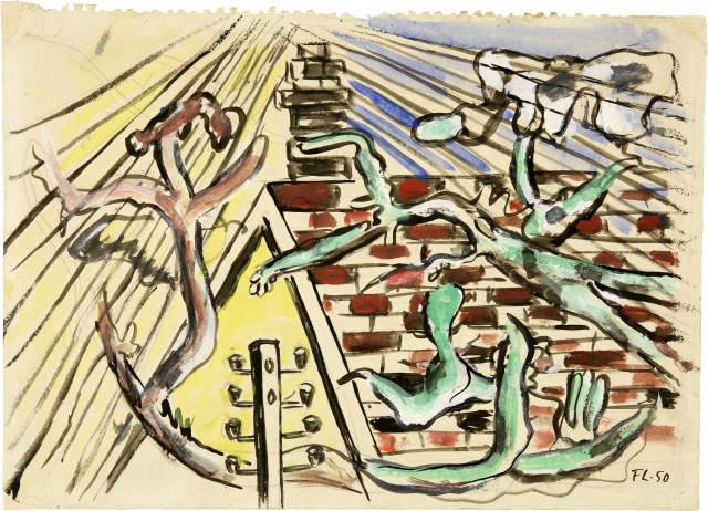Fernand Léger : Le toit - L'arbre vert et la maison jaune, 1950