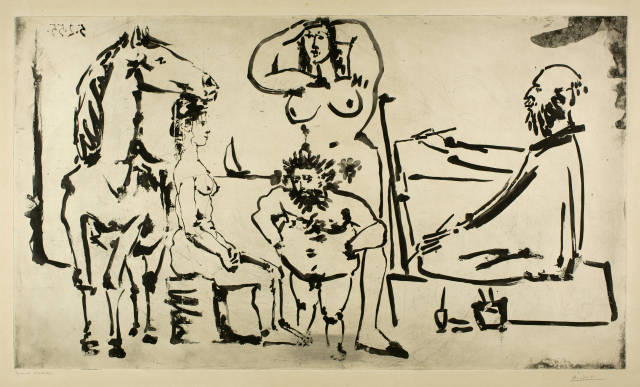 Pablo Picasso : Le peintre sur la plage, Paris, 5 February 1955