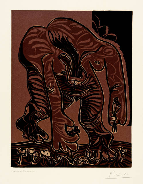 Pablo Picasso : Femme nue cueillant des fleurs, Mougins, 20 April 1962