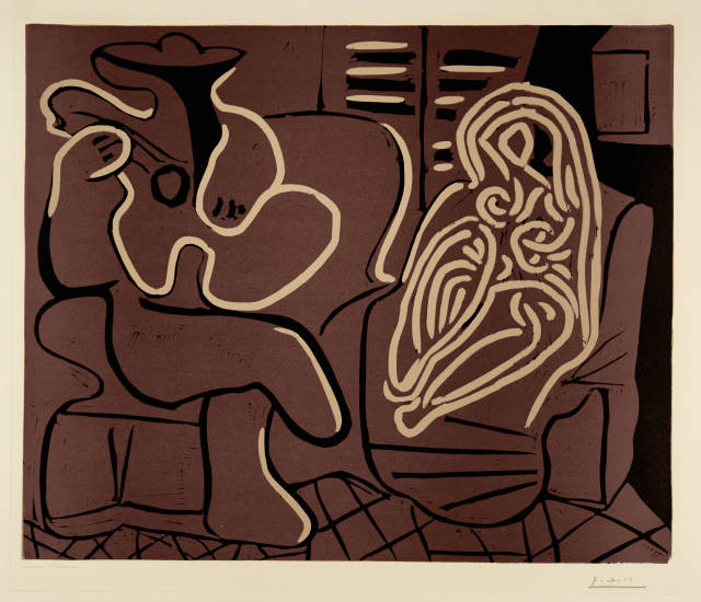 Pablo Picasso  : L'aubade, avec femme dans un fauteuil , Cannes, 9 September 1959