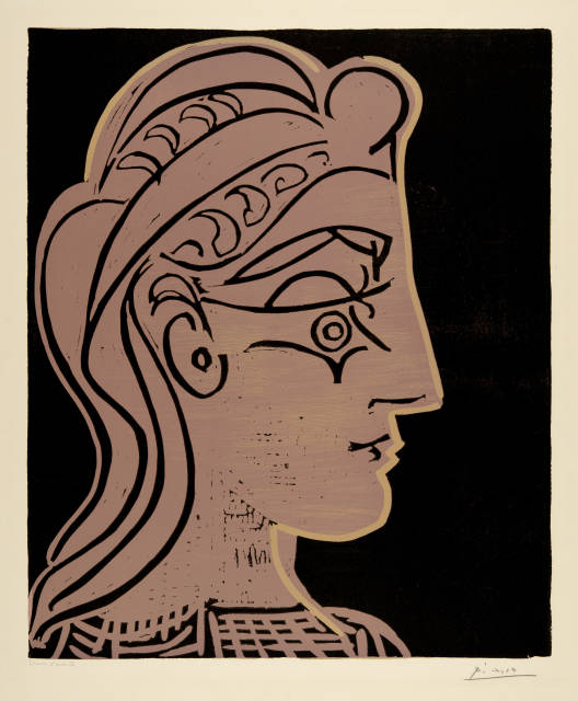 Pablo Picasso  : Tête de femme de profil , Cannes, 20 October 1959