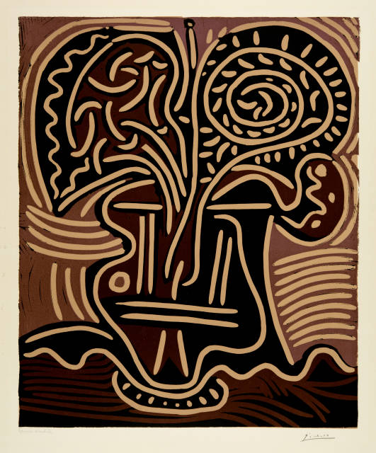 Pablo Picasso  : Bouquet dans un vase , Cannes, 5 October 1959