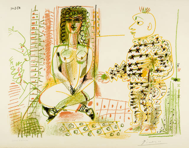 Pablo Picasso  : Le peintre et son modèle , Vallauris, 30 March 1954