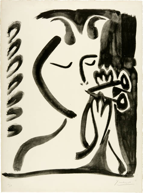 Pablo Picasso : Faune musicien n°3, Vallauris, 10 March 1948