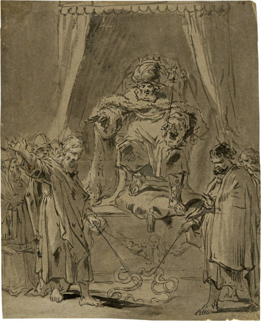 Leonard Bramer : Das Schlangenwunder vor dem Pharao, 1634-1638, after his return from Italy