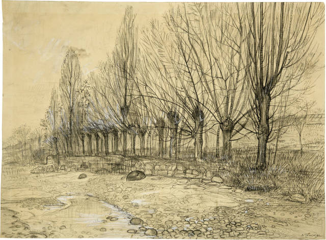 Albert Trachsel : Weidenbäume am Flussufer,  