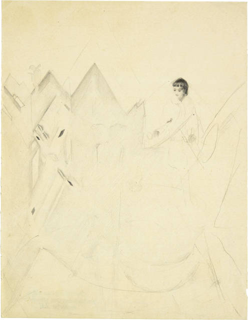 Otto Meyer-Amden : 3 Studien zu Figuren vor stilisierter Berg-..., Around 1916