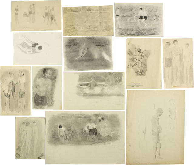 Otto Meyer-Amden : Sammelnummer von 13 Studien zum Thema 'Baden'..., Around 1930
