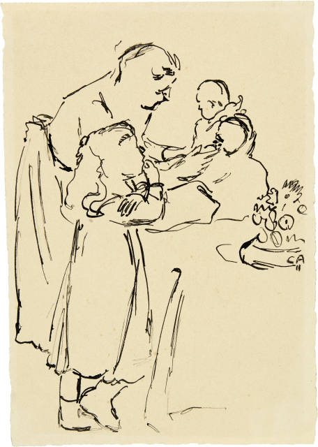 Cuno Amiet : Mutter mit zwei Kindern, 1911