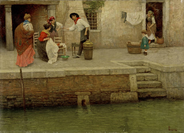 Luigi Pastega : Der kleine Händler, Venedig, Around 1900