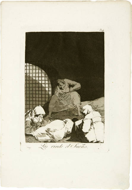 Francisco de Goya  : Las rinde el sueño - Der Schlaf gibt sie  ..., 1796-1798, 1st edition from 1799