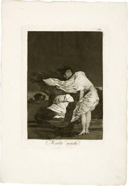 Francisco de Goya  : Mala noche - Schlechte Nacht - A bad Night , 1796-1798, 1. Ausgabe von 1799 