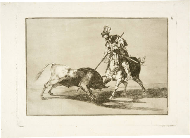 Francisco de Goya  : El Cid Campeador lanceando otro toro - Der  ..., 1815-1816, 1st edition from 1816