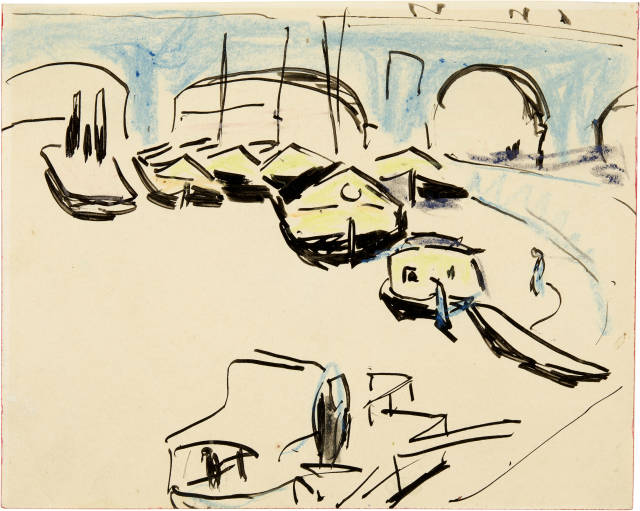 Ernst Ludwig Kirchner : Ausschiffungsplatz unterhalb der Augustusbrü..., Around 1908