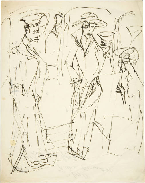 Ernst Ludwig Kirchner  : Soldat und Kokotte auf der Strasse , 1915