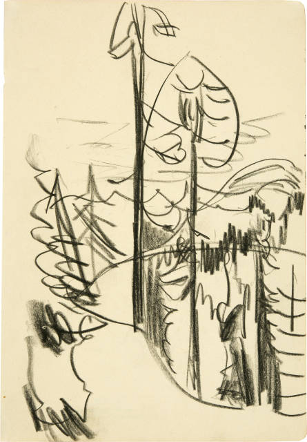 Ernst Ludwig Kirchner  : Tannen am Berghang , 1921-1923 