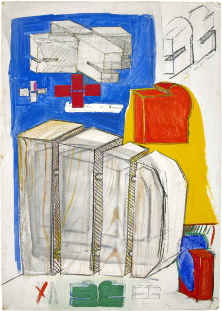 Rolf Iseli  : Strukturen St. Romain. Grosses Skizzenblatt , 1969