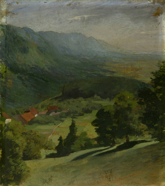 Karl Stauffer-Bern  : Landschaft bei Pieterlen , 1887