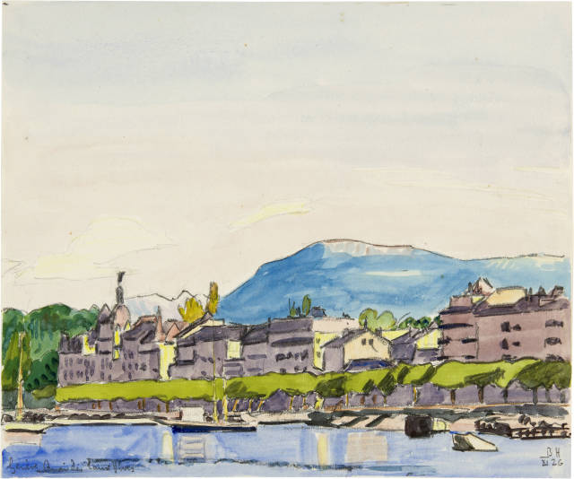 Bruno Hesse  :  Genève, Quai des Eaux Vives , 1926
