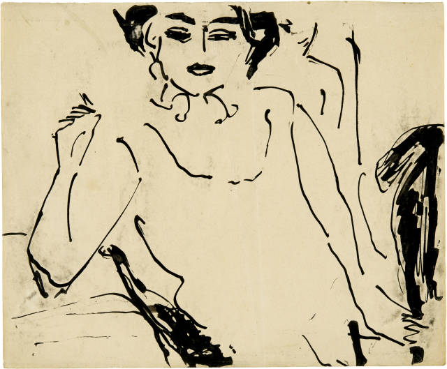 Ernst Ludwig Kirchner : Mädchen im Unterkleid, Around 1908/1909