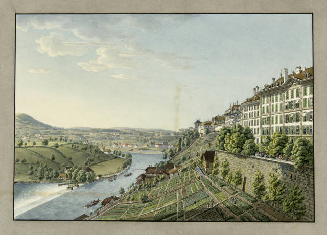 Franz Schmid : Ansicht von Bern mit dem Stiftsgebäude, ...,  
