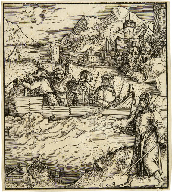 Theuerdank - Hans Leonhard Schäufelein  : Im Winter überquert Theuerdank mit einem hö ..., Before 1517