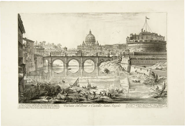 Giovanni Battista Piranesi  : Veduta del Ponte e Castello Sant’Angelo , 1754