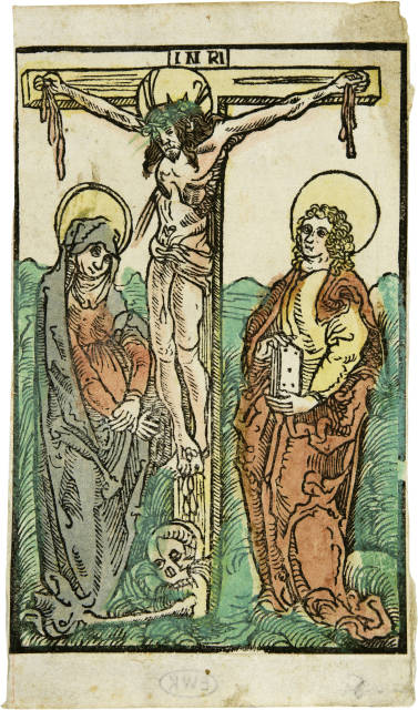 Einblattholzschnitt 16. Jahrhundert  : Christus am Kreuz , 16th century