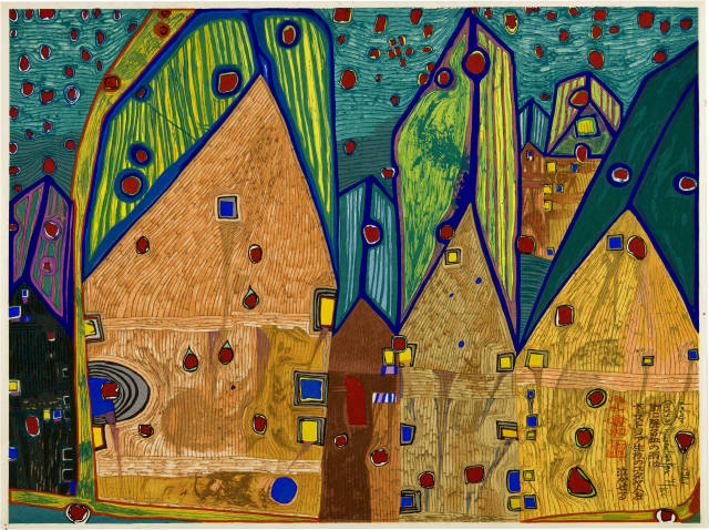 Friedensreich Hundertwasser  : Häuser im Blutregen , 1961