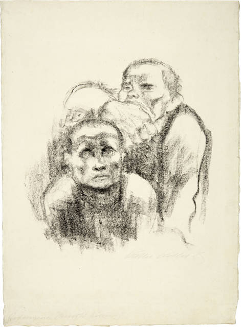 Käthe Kollwitz : Gefangene, Musik hörend, 1925