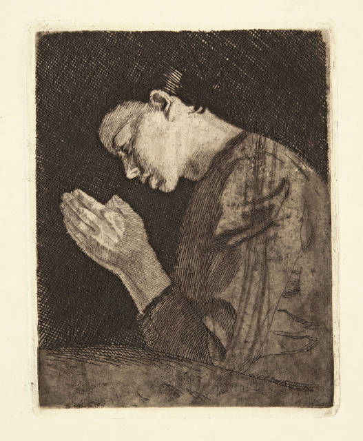 Käthe Kollwitz  : Betendes Mädchen. - Vier Männer in der  ..., 1892-1897, je Auflage ab 1931 