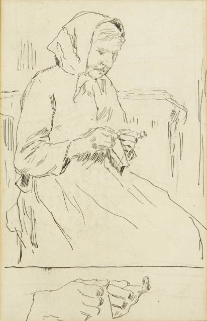 Albert Anker :  Strickende Bäuerin und Handstudien / ...,  