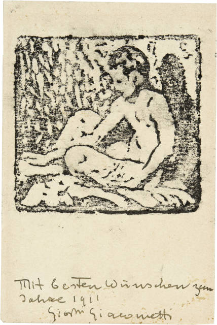 Giovanni Giacometti : Sitzender Knabenakt nach links (Diego), ..., 1910