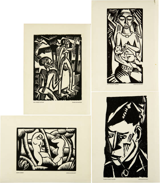 Sammelnummer : 4 Holzschnitte: Schmidt-Rottluff, Pechstein, ..., 1916-1919