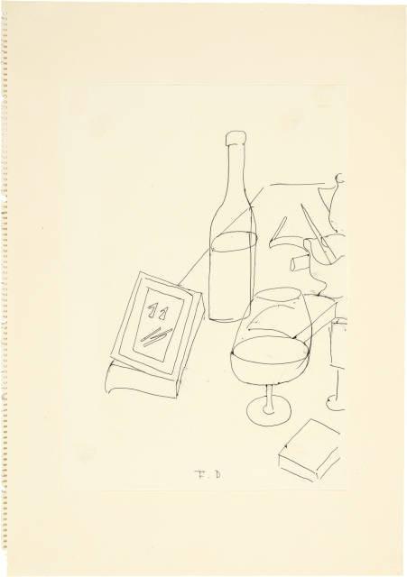 Friedrich Dürrenmatt  : Stillleben mit Flasche, Weinglas und Buch , Around 1973
