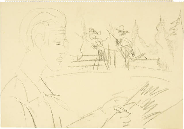 Ernst Ludwig Kirchner : Kirchner zeichnend, 1938