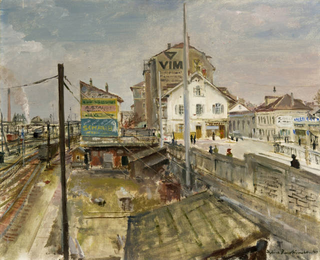Irène Zurkinden  : Häusergruppe beim Basler Bahnhof , 1941