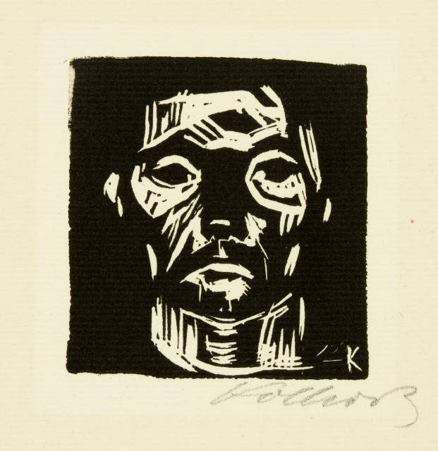 Käthe Kollwitz : Kleiner Männerkopf ohne Hände, 1922