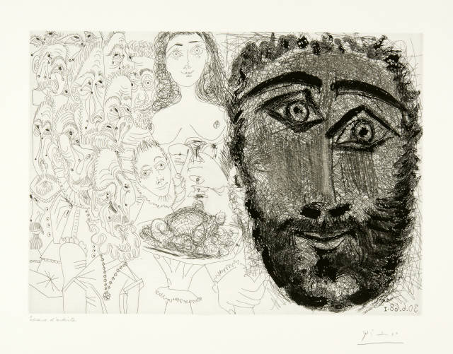 Pablo Picasso : L'Enterrement du comte d'Orgaz, d'après ..., Mougins, 30 June 1968; printed 1969
