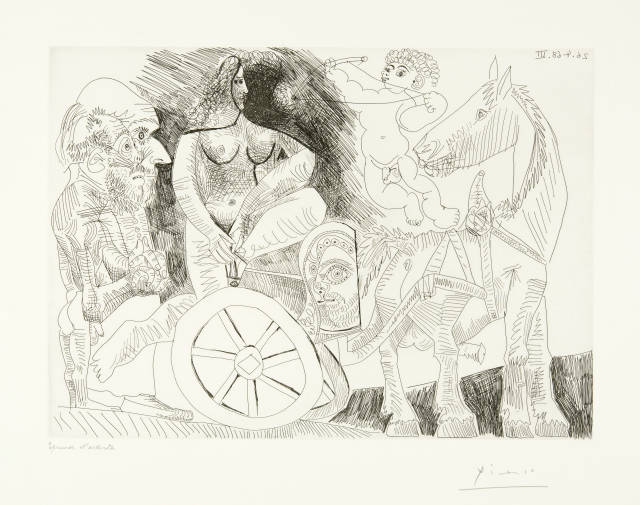 Pablo Picasso  : Char Romain monté par un athlète féminin,  ..., Mougins, 26 April 1968