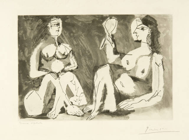 Pablo Picasso : Deux femmes assises au miroir, Mougins, 10 March 1965