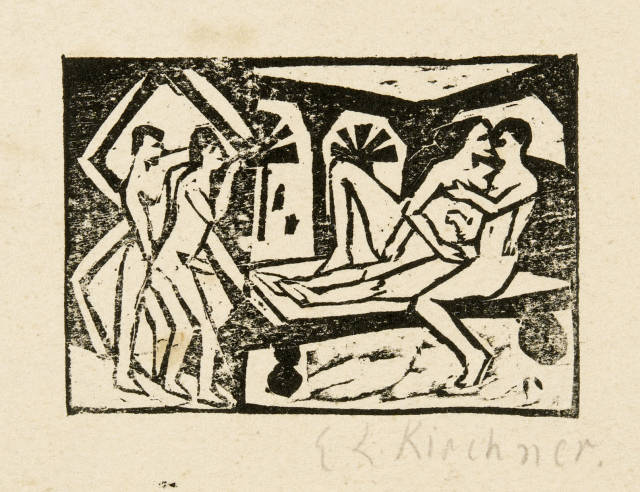 Ernst Ludwig Kirchner  : Liebesszene mit Zuschauern , 1911