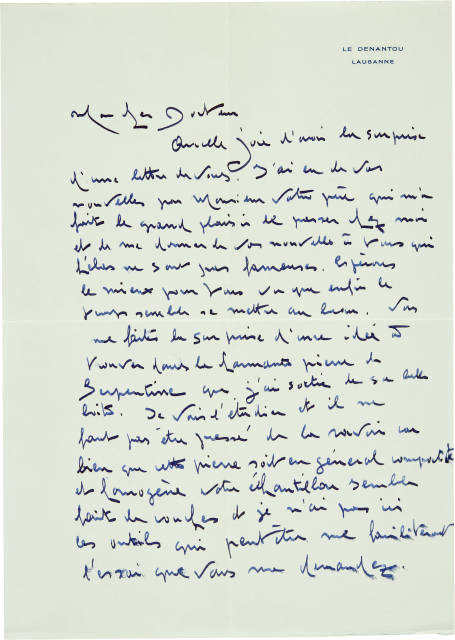 Édouard Marcel Sandoz  : Handschriftliche Briefe , 1951-1962 