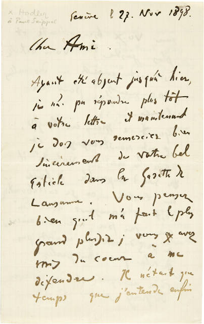 Ferdinand Hodler : Handschriftlicher Brief, Geneva, 27 November 1898