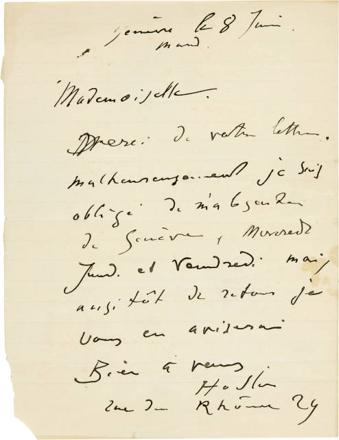 Ferdinand Hodler : 2 handschriftliche Briefe, 1893