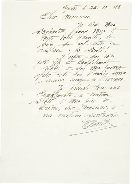 Eugène Louis Martin  : Handschriftlicher Brief , 26. Dezember 1948 