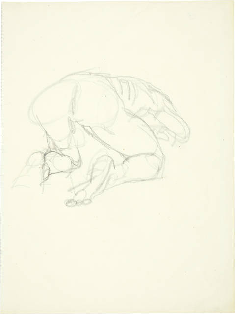 Anton Kolig : Nach vorne gebeugter, kniender Männerakt, Around 1941