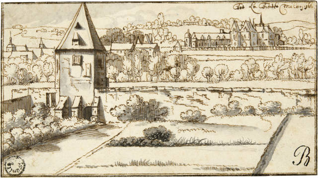 Josua de Grave : Landschaft mit Wehrturm, Schloss und Dorf, 1666