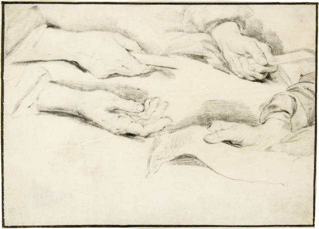 Cornelis Visscher : Studie mit vier Händen, Circa 1650